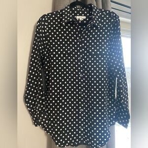Equipment Black and White Polka Dot Button-Up Shirt